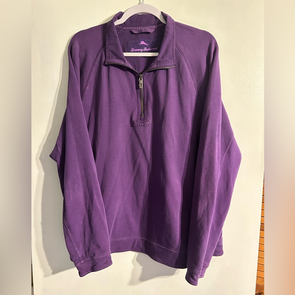 Tommy Bahama Mens 1/4 Zip Sweater Faded Purple Long Sleeve Pullover XL